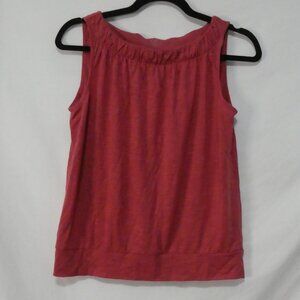 ANN TAYLOR LOFT Petites Red Sleeveless Gathered Neck Tank Top - size small